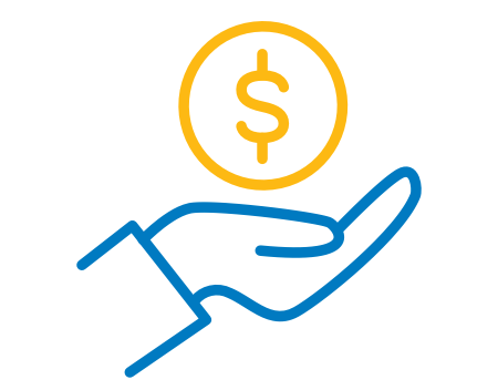 Hand with dollar sign above