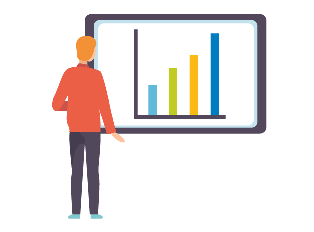 Man looking at graph