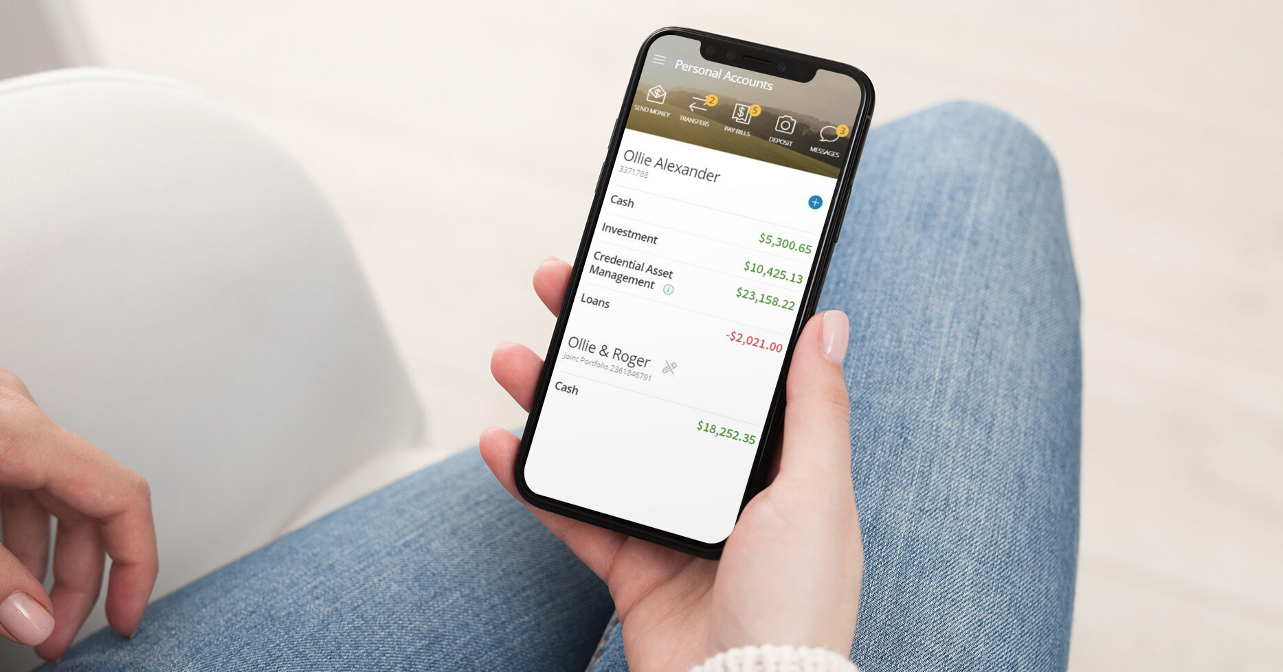 Holding cellphone with Libro account