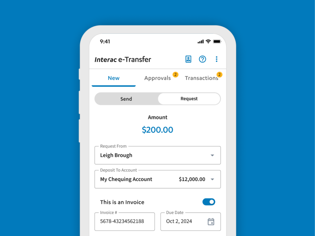 Request money on Libro's mobile banking app