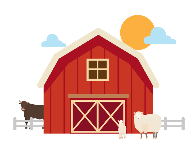 Barn with farm animals