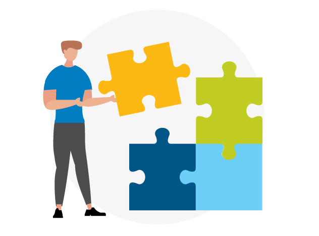 Man putting puzzle together