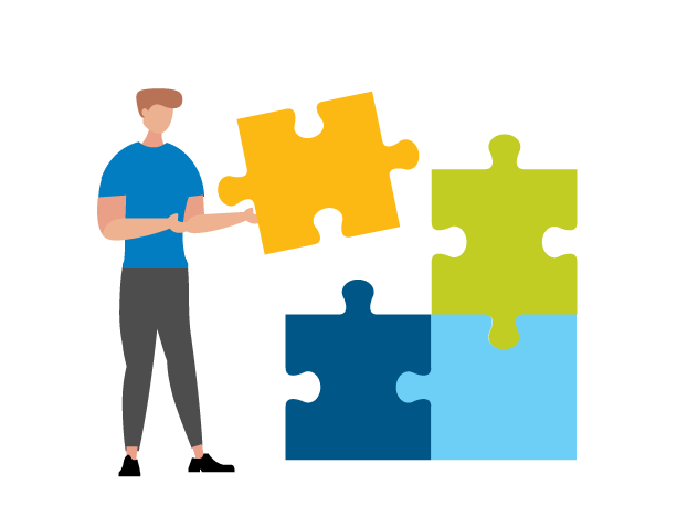 Man putting puzzle together