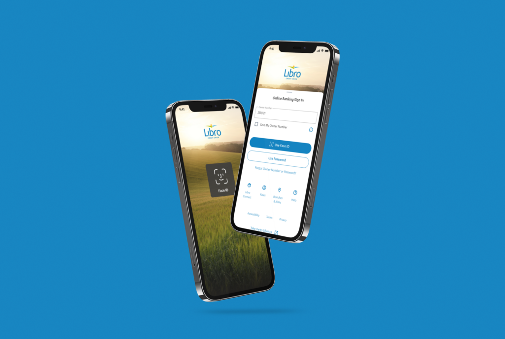 Biometrics sign in screen on Libro's mobile banking app