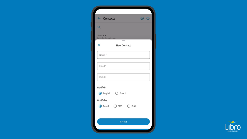 Add a contact on Libro's mobile app