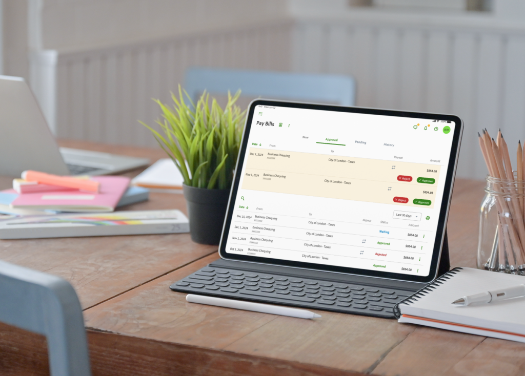 Image of a tablet on a desk