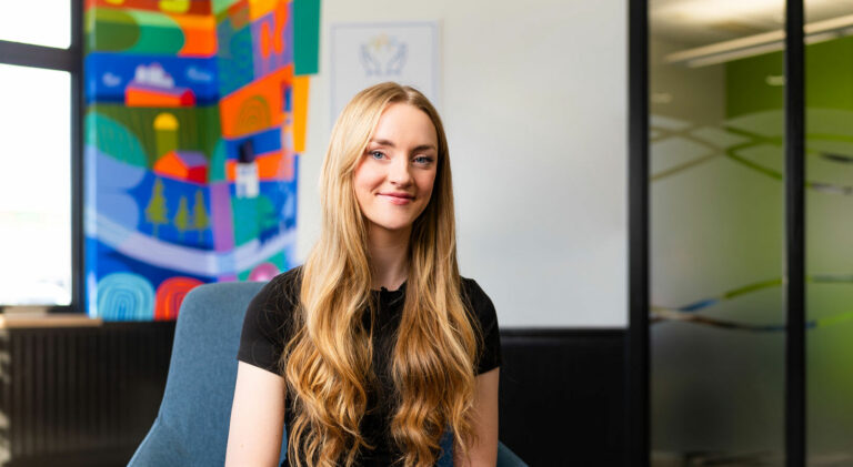 Libro Member, Kadence, sitting in a Libro branch