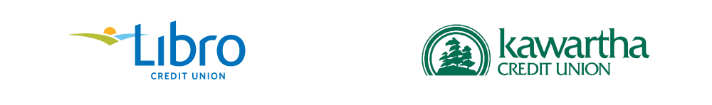Kawartha and Libro credit unions logos side by side
